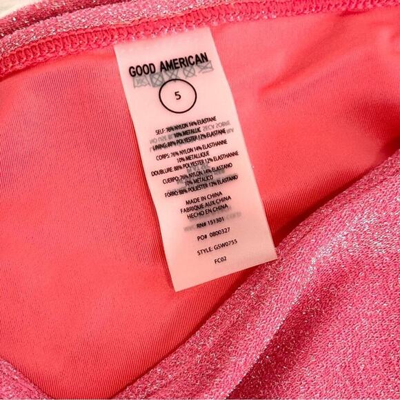 NWT 5 (2XL) Good American Fiery Coral Sparkle Low Rise Bikini Bottoms Briefs - Picture 5 of 9